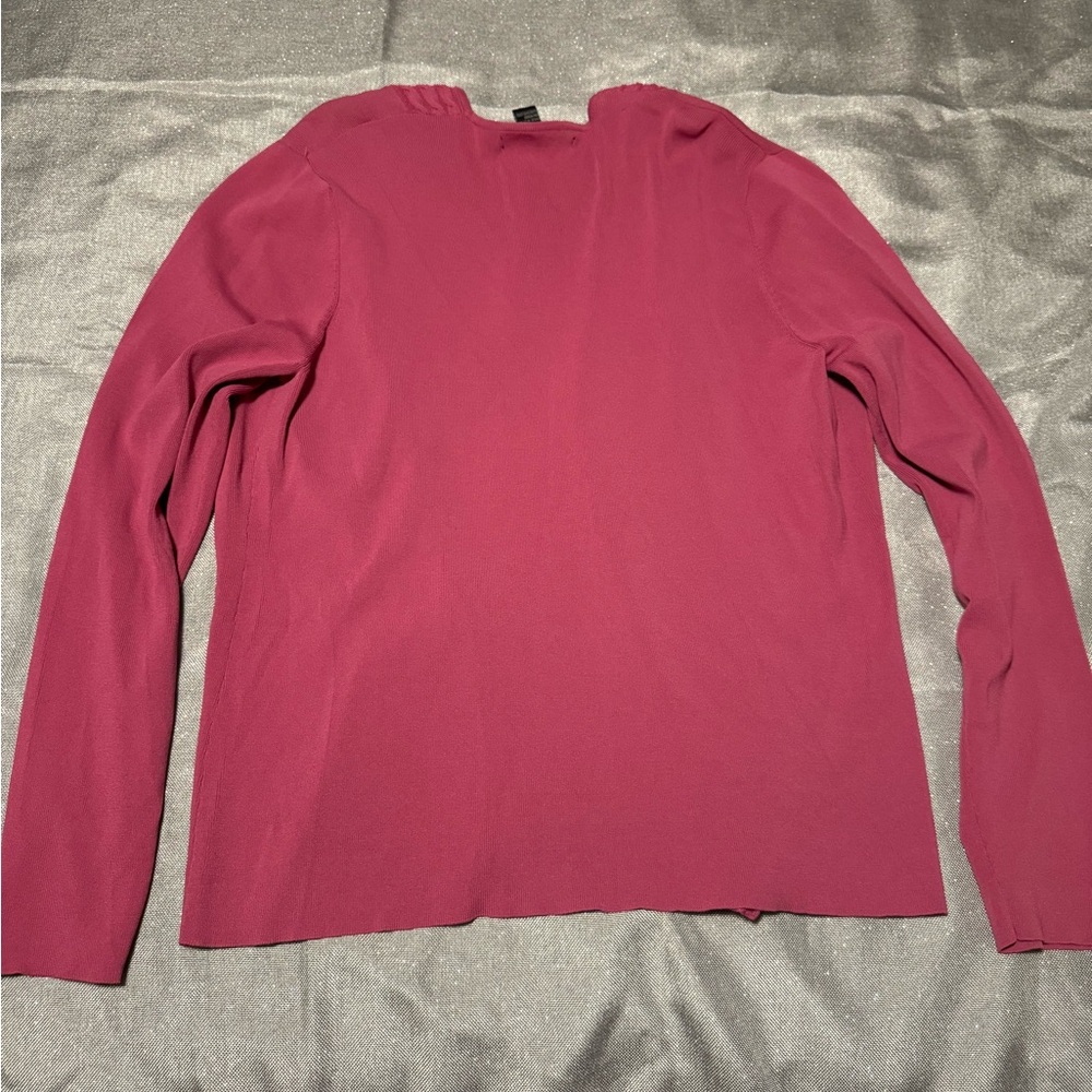 Pink Ribbed Open-Front Cardigan Sweater - Picture 3 of 3